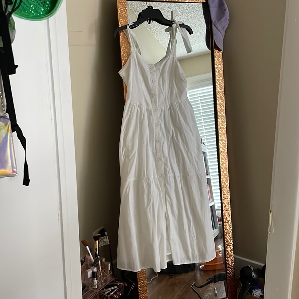White Midi Dress with Pockets
